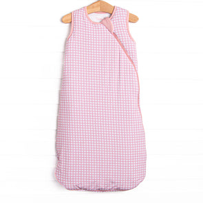 Pink Gingham Bamboo Sleep Bag, Pink