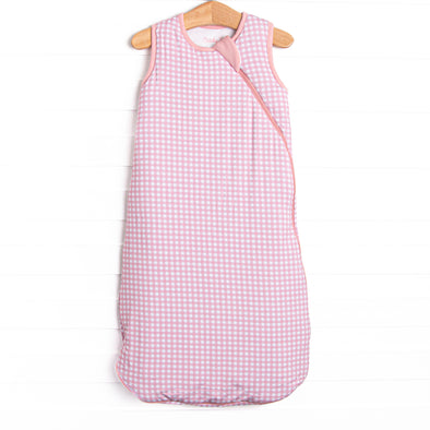 Pink Gingham Bamboo Sleep Bag, Pink