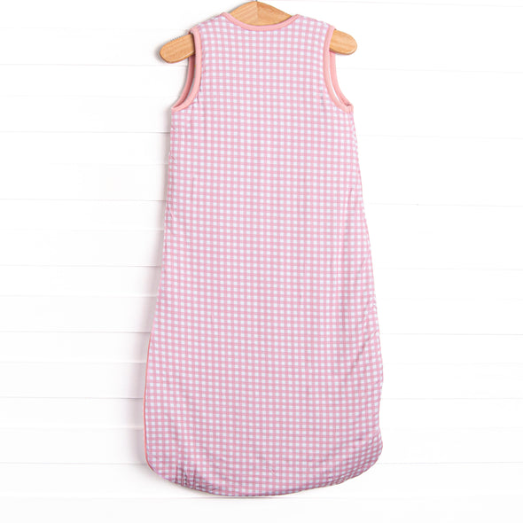 Pink Gingham Bamboo Sleep Bag, Pink