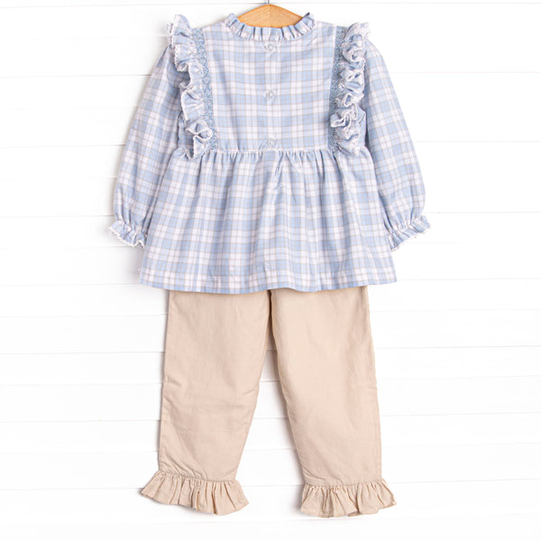 Bleu: Francine Smocked Pant Set, Blue