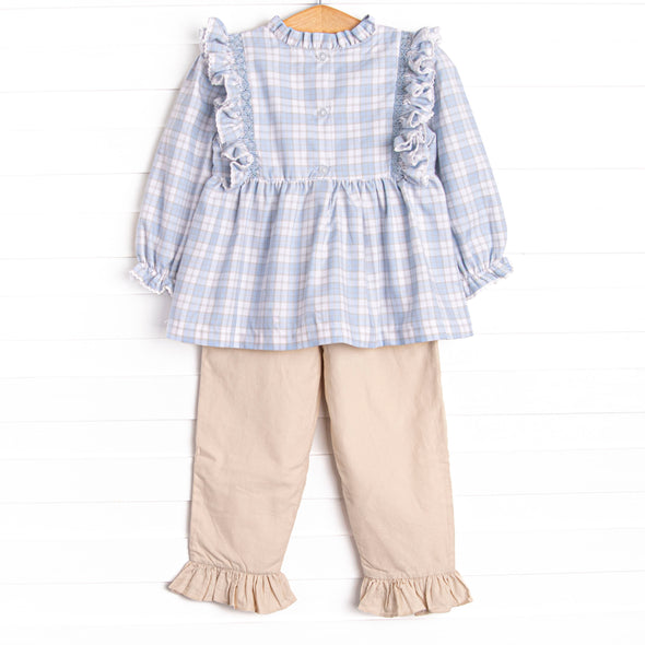 Bleu: Francine Smocked Pant Set, Blue