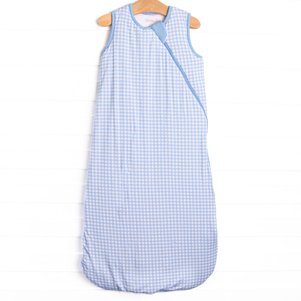 Featuring the softest&nbsp;bamboo knit&nbsp;material, zipper closure, and a cool light blue gingham, this bag is designed to help your little one fall asleep faster and stay asleep longer.