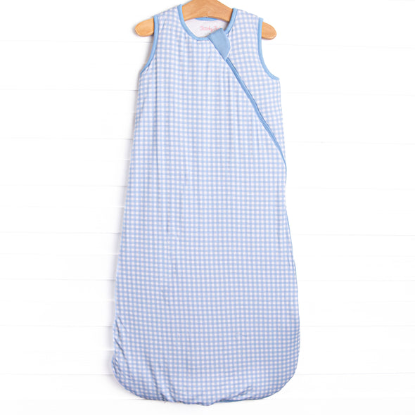 Blue Gingham Bamboo Sleep Bag, Blue
