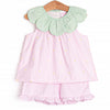 Little Berry Embroidered Ruffle Short Set, Pink