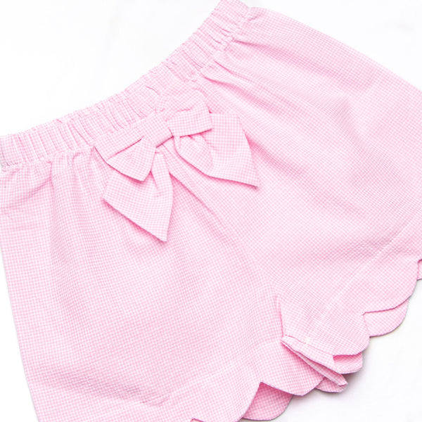 Ladybug Line Scalloped Short Set, Pink