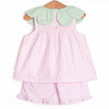 Little Berry Embroidered Ruffle Short Set, Pink