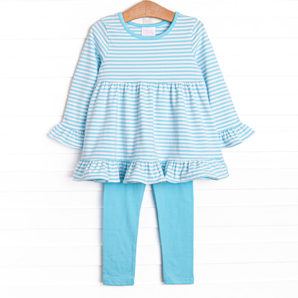 Lyla Legging Set, Aqua Stripe
