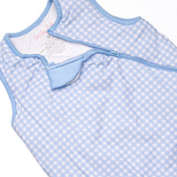 Blue Gingham Bamboo Sleep Bag, Blue