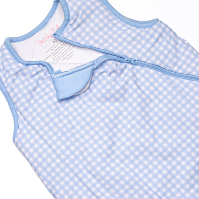 Blue Gingham Bamboo Sleep Bag, Blue