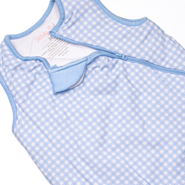 Blue Gingham Bamboo Sleep Bag, Blue