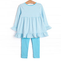 Lyla Legging Set, Aqua Stripe