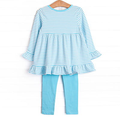 Lyla Legging Set, Aqua Stripe