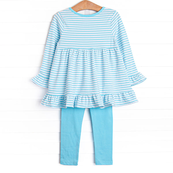 Lyla Legging Set, Aqua Stripe
