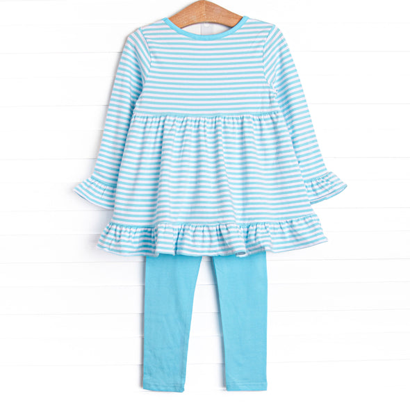 Lyla Legging Set, Aqua Stripe
