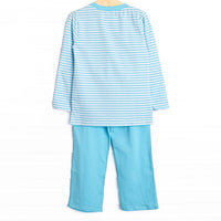 Charles Long Sleeve Pant Set, Aqua Stripe
