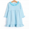 Lyla Ruffle Dress, Aqua Stripe
