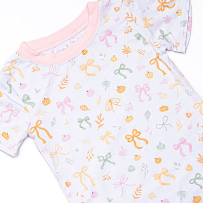 Pinwheel Pumpkin Patch Bamboo Pajama Short Sleeve Set, Pink