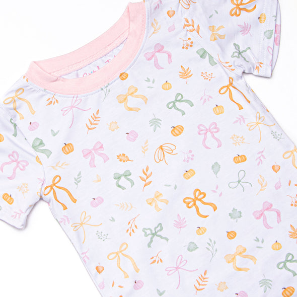 Pinwheel Pumpkin Patch Bamboo Pajama Short Sleeve Set, Pink