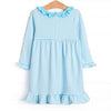 Lyla Ruffle Dress, Aqua Stripe