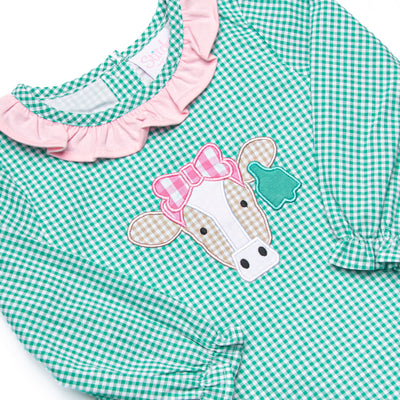 Mint Moos Applique Dress, Green