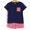 Bold Stripes Short Set, Navy