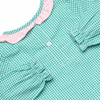 Mint Moos Applique Ruffle Neck Bubble, Green