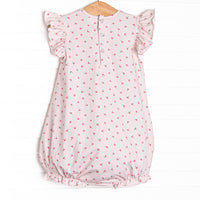 Bitty Bow Blooms Applique Bubble, Pink