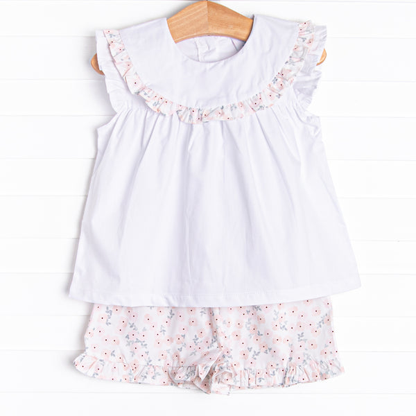 Countryside Carnations Ruffle Short Set, Pink