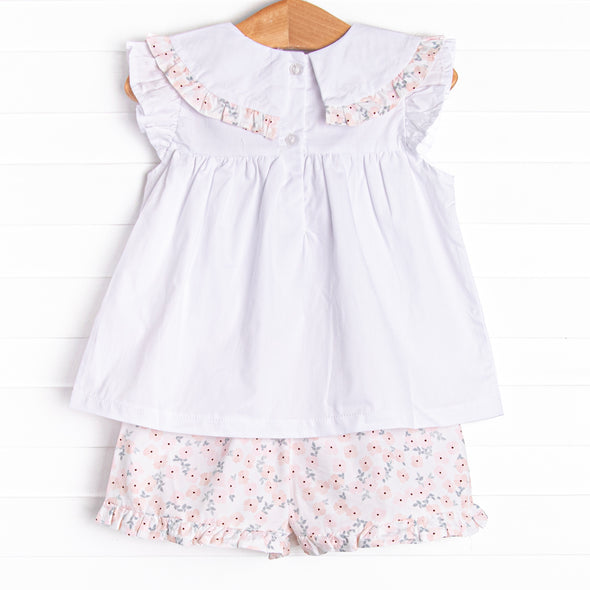 Countryside Carnations Ruffle Short Set, Pink