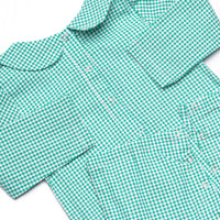 Mint Moos Applique Collared Romper, Green