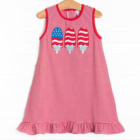 Patriotic Pops Applique Dress, Red