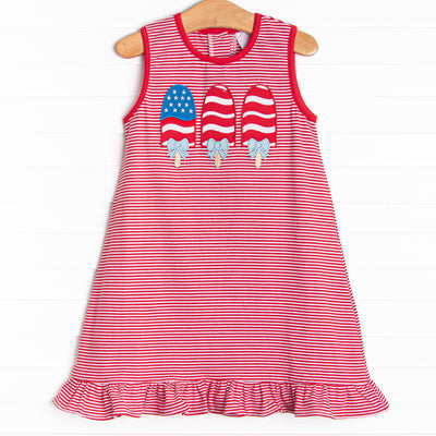 Patriotic Pops Applique Dress, Red