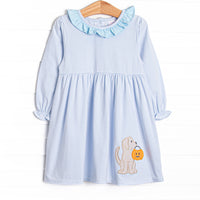 Snack O'Lantern Pup Applique Dress, Blue