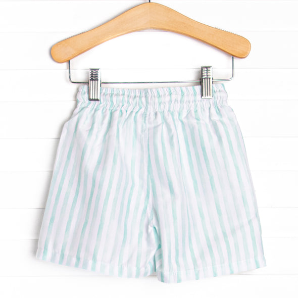 Watercolor Waves Swim Trunks, Green