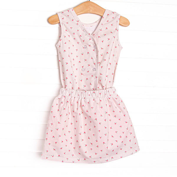 Bitty Bow Blooms Applique Skirt Set, Pink