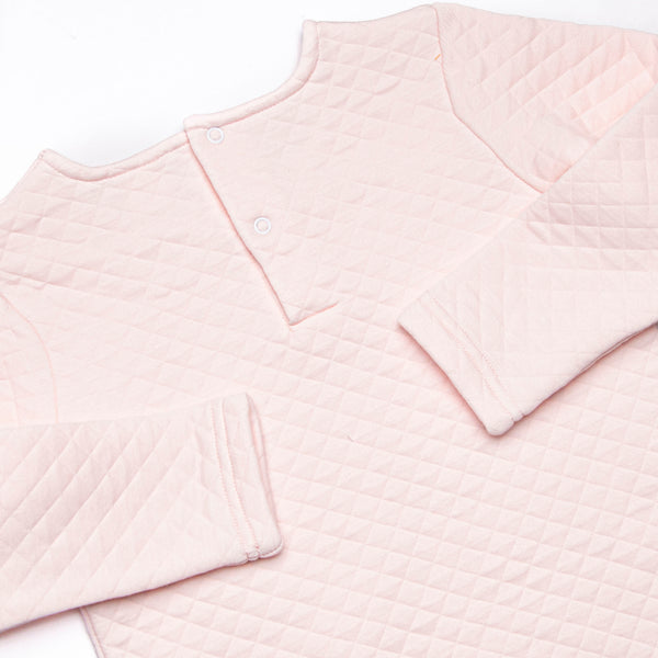 Courtney Quilted Long Sleeve Short Set, Pink