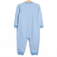 Feathered Frights Applique Romper, Blue