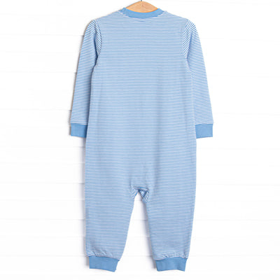 Feathered Frights Applique Romper, Blue