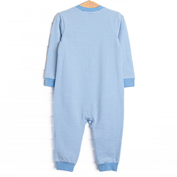 Feathered Frights Applique Romper, Blue