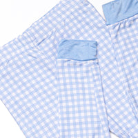 Blue Gingham Bamboo Pajama Set, Blue