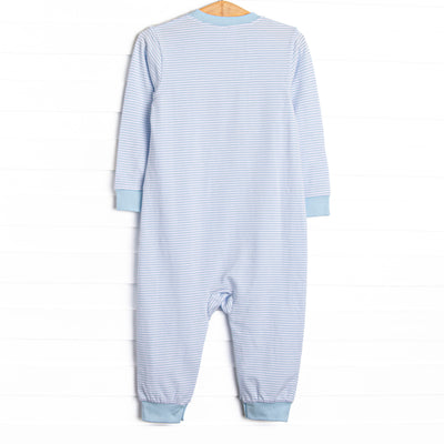 Snack O'Lantern Pup Applique Romper, Blue