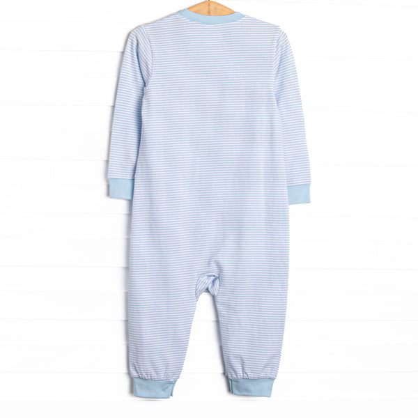 Snack O'Lantern Pup Applique Romper, Blue