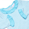 Lyla Ruffle Romper, Aqua Stripe