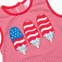 Patriotic Pops Applique Dress, Red