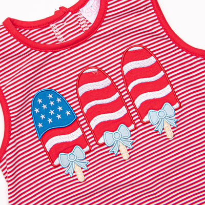 Patriotic Pops Applique Dress, Red