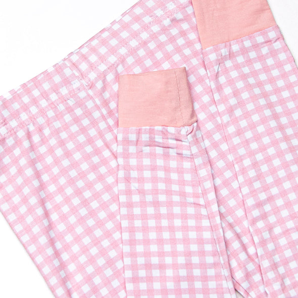 Pink Gingham Bamboo Pajama Set, Pink