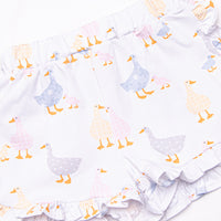 Duckling Dash Ruffle Short Set, Pink