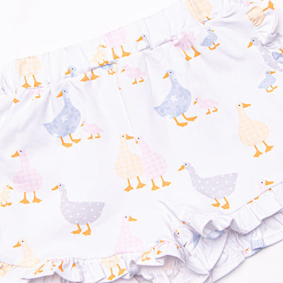 Duckling Dash Ruffle Short Set, Pink