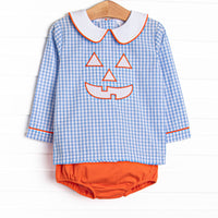 Cozy Carving Applique Diaper Set, Blue Gingham