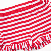 Bold Stripes Ruffle Short Set, Navy